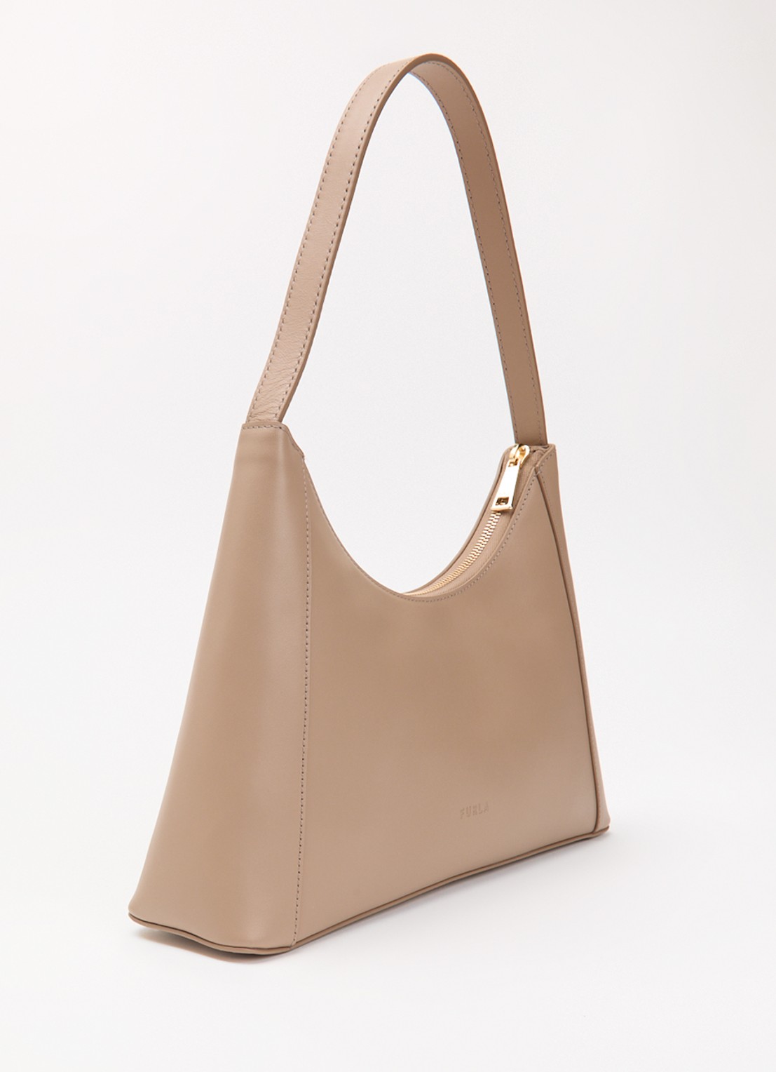 FURLA Diamante S schoudertas van leer - achterkant lichtbruin
