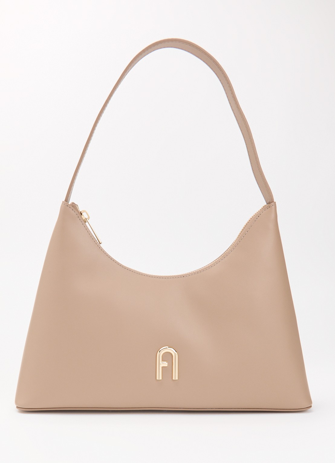 FURLA Diamante S schoudertas van leer - voorkant 2 lichtbruin