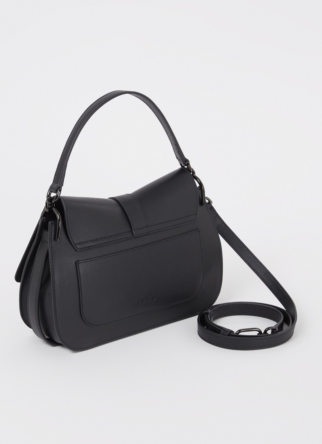 FURLA Flow handtas M van kalfsleer - achterkant zwart