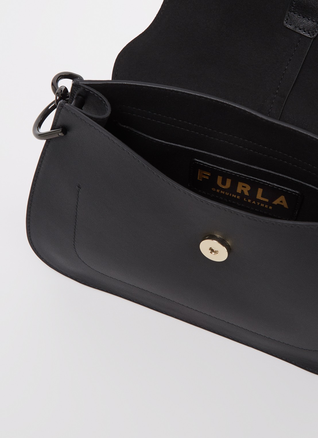 FURLA Flow handtas M van kalfsleer - detail 3 zwart