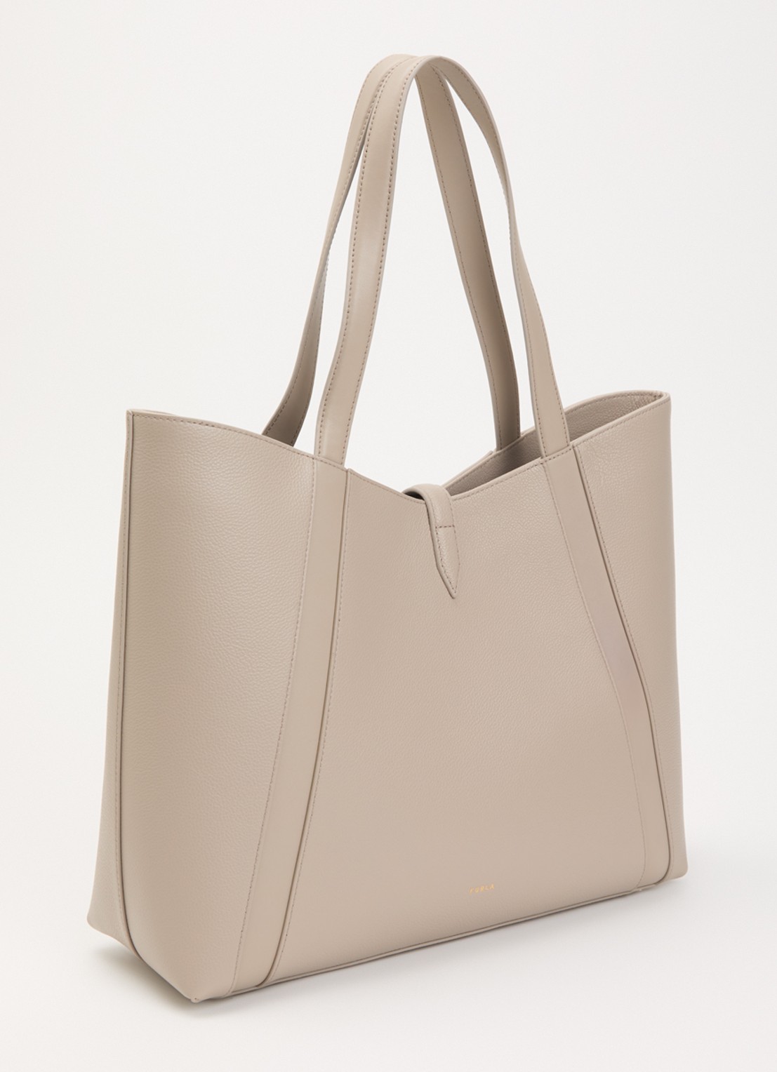 FURLA Goccia L schoudertas van kalfsleer met logo - achterkant naturel