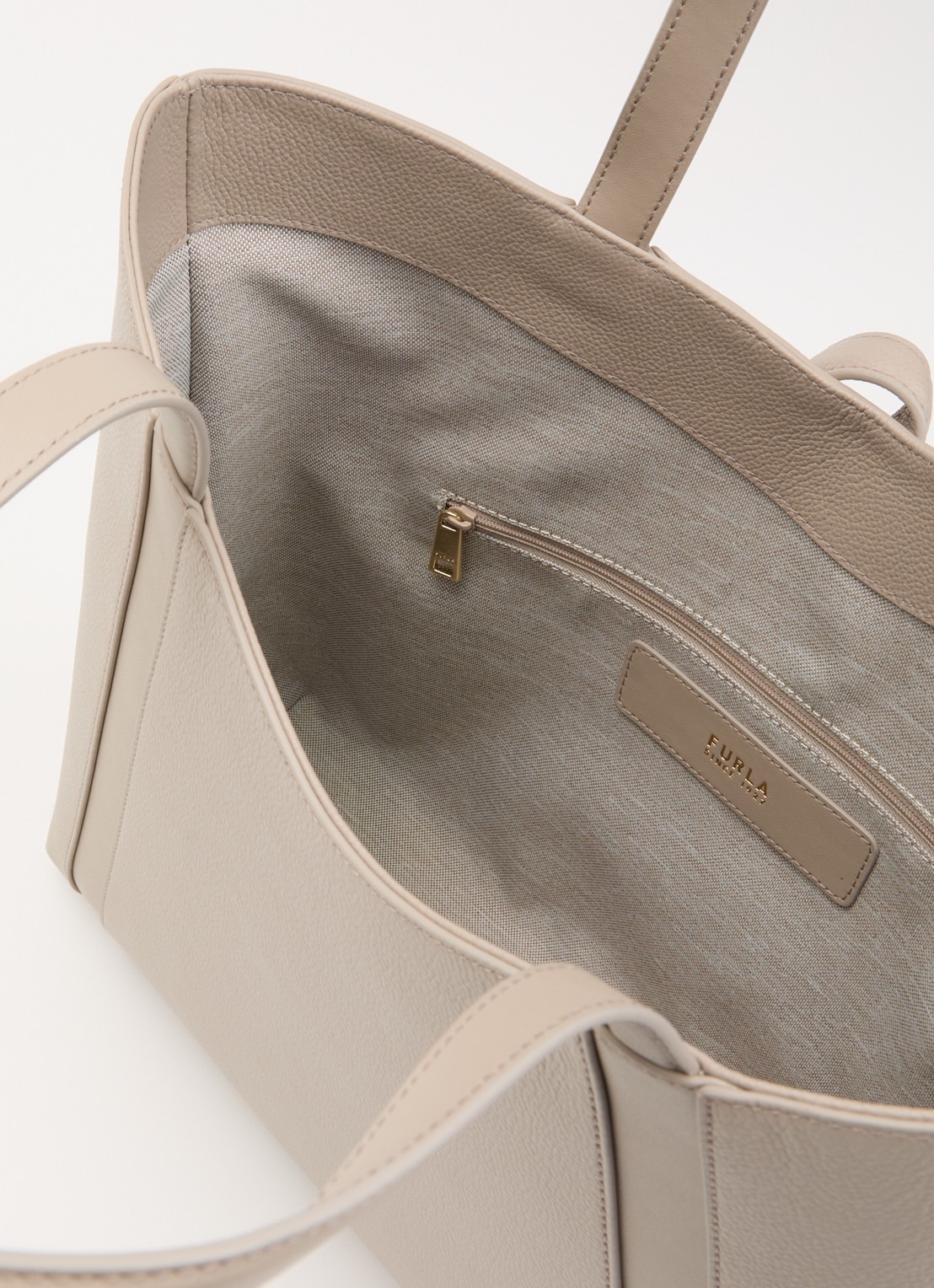 FURLA Goccia L schoudertas van kalfsleer met logo - detail 2 naturel
