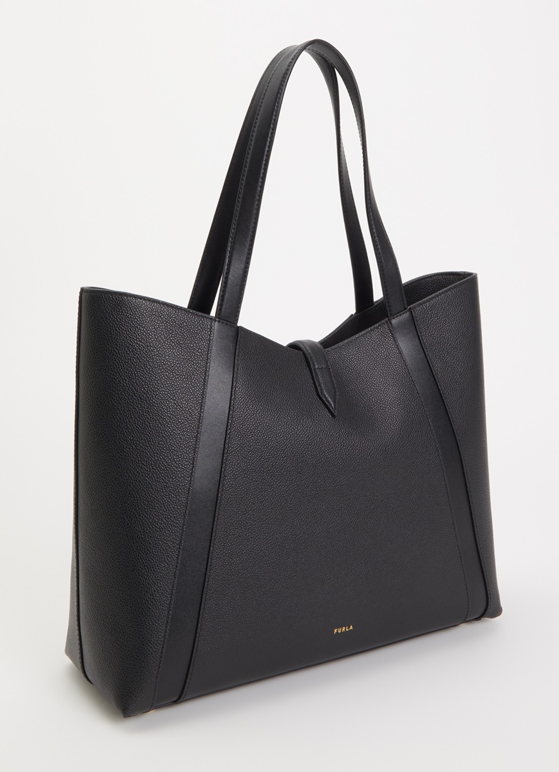 FURLA Goccia L schoudertas van kalfsleer met logo - achterkant zwart
