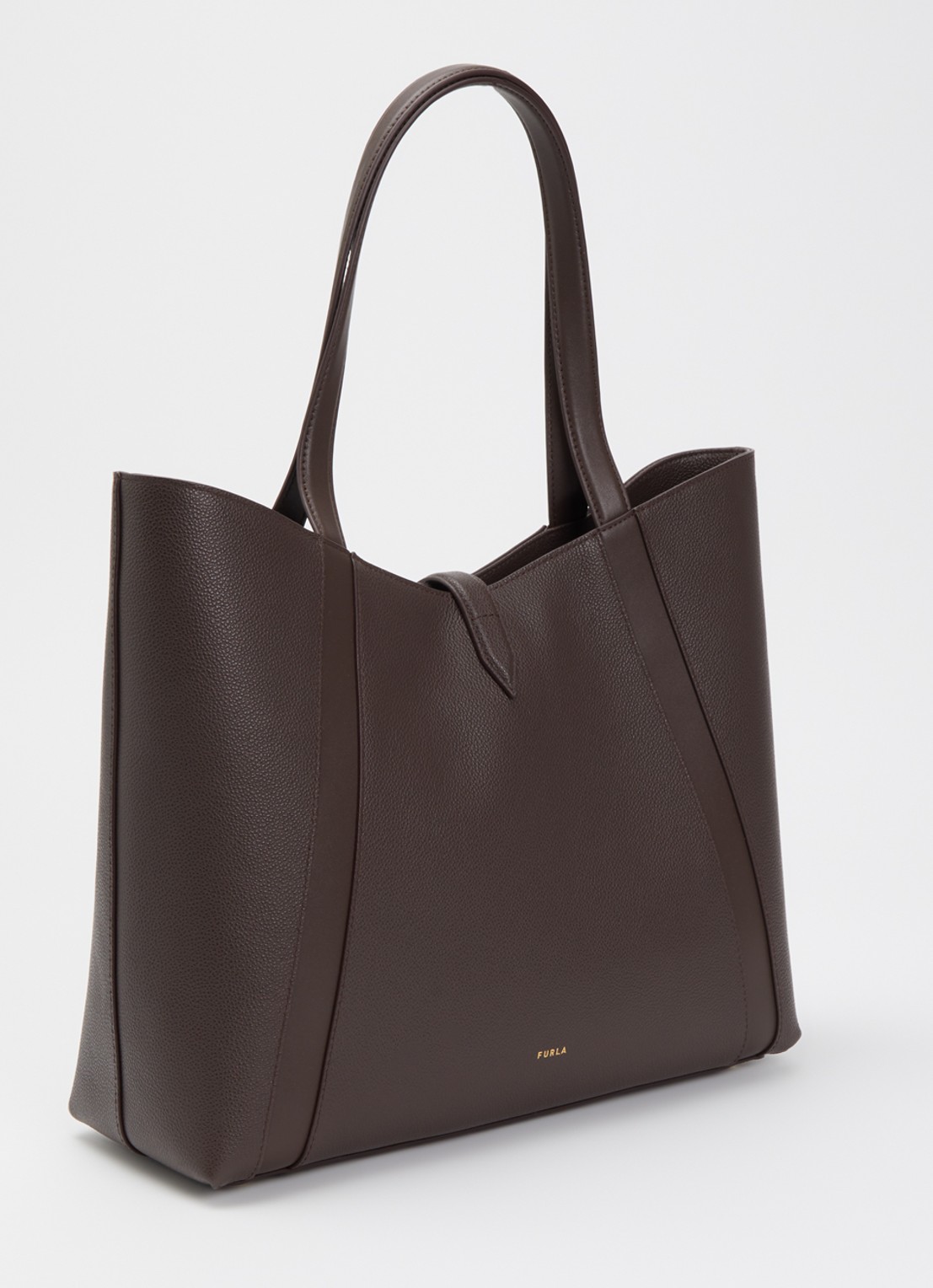 FURLA Goccia L schoudertas van kalfsleer met logo - achterkant 2 donkerbruin