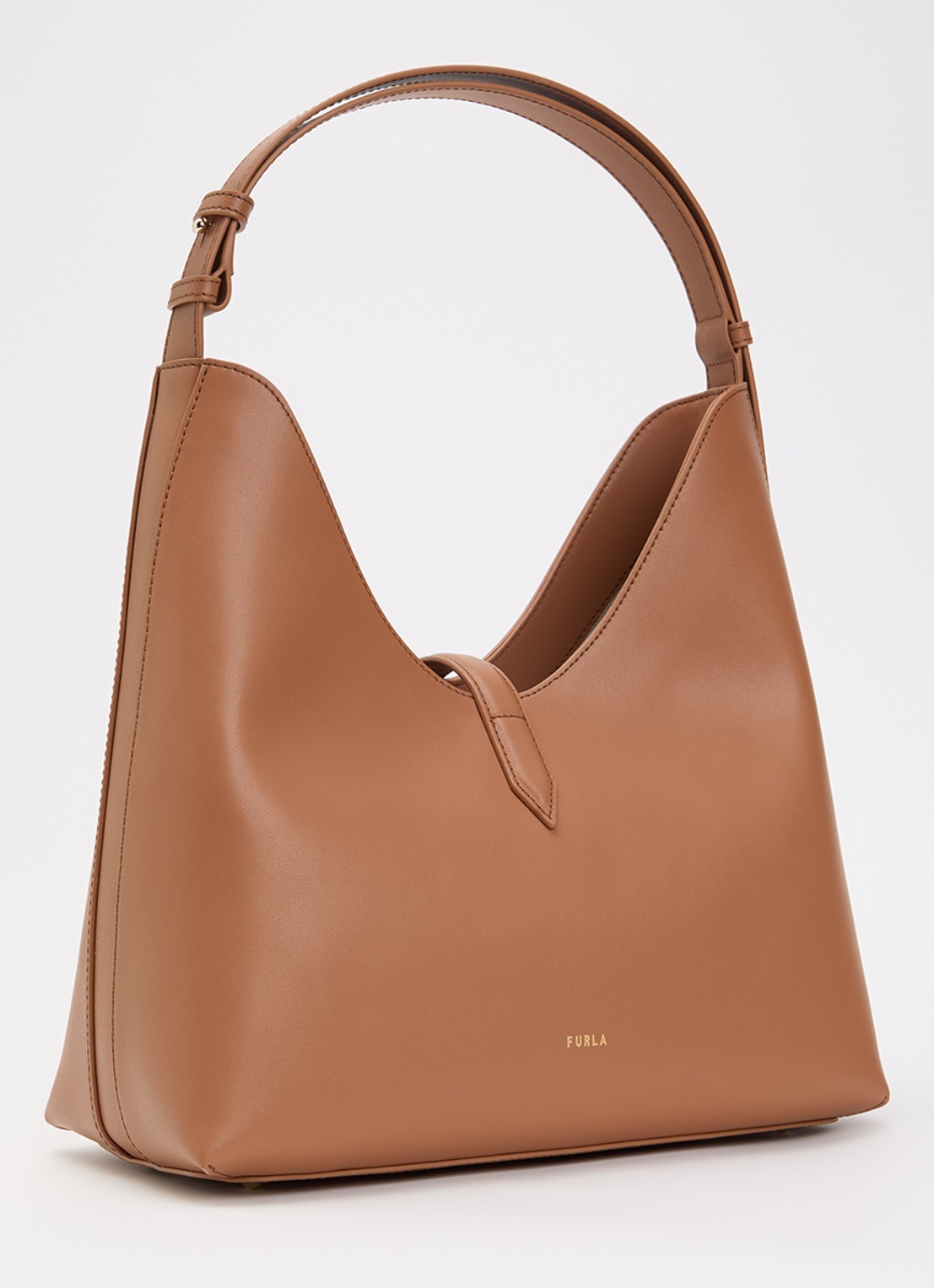 FURLA Goccia M schoudertas van kalfsleer - achterkant 5 cognac