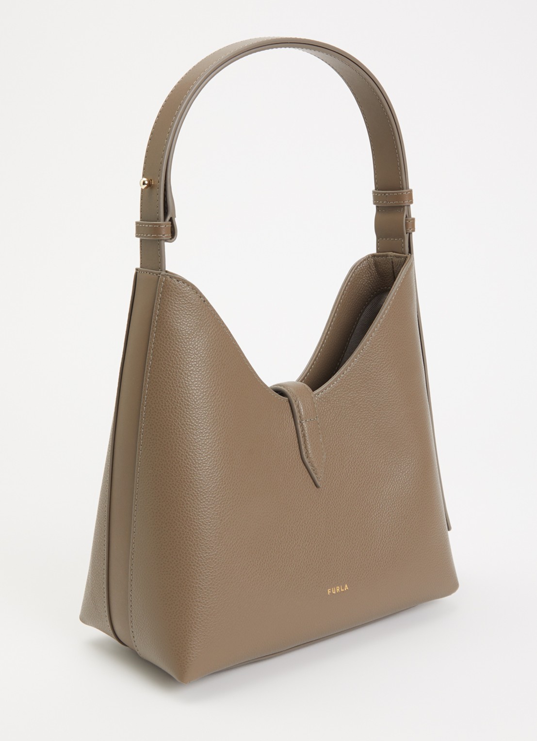 FURLA Goccia S schoudertas van leer met verstelbare schouderriem - achterkant taupe