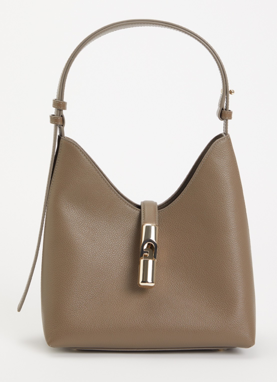 FURLA Goccia S schoudertas van leer met verstelbare schouderriem - voorkant 4 taupe