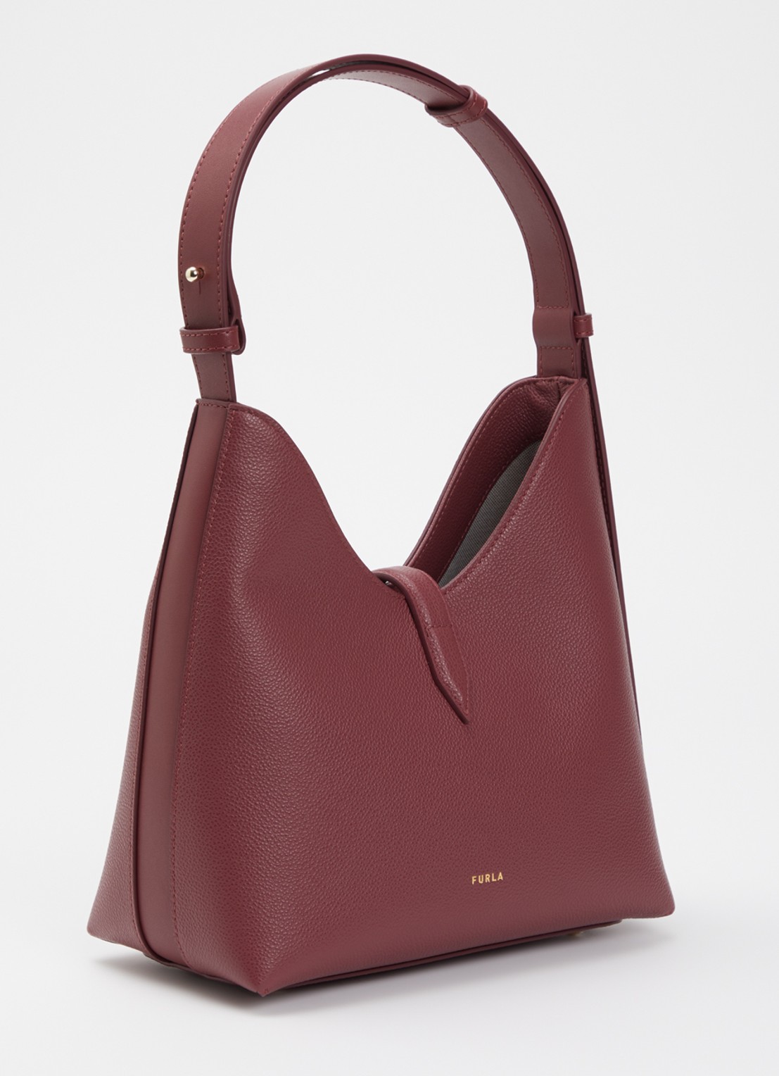 FURLA Goccia S schoudertas van leer met verstelbare schouderriem - achterkant cranberryrood