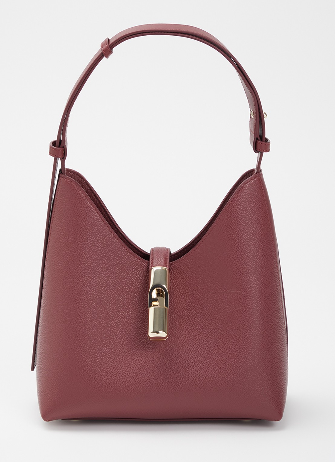 FURLA Goccia S schoudertas van leer met verstelbare schouderriem - voorkant 5 cranberryrood