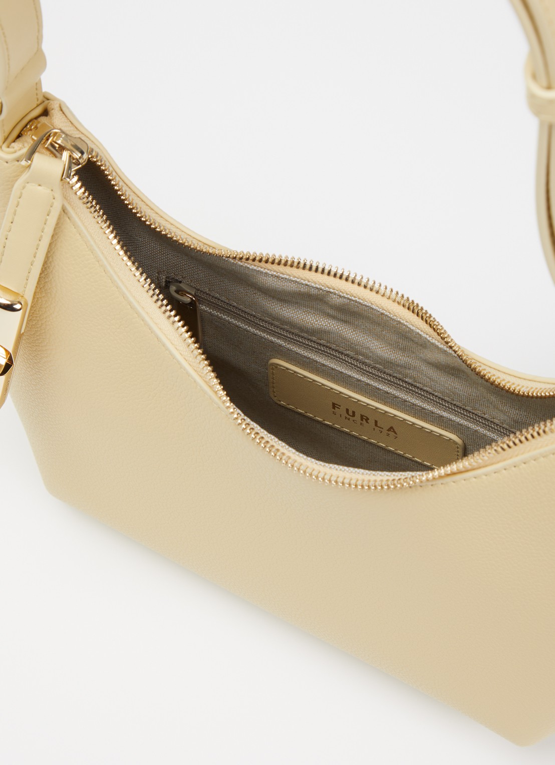 FURLA Goccia S schoudertas van leer  - detail 3 lichtgeel