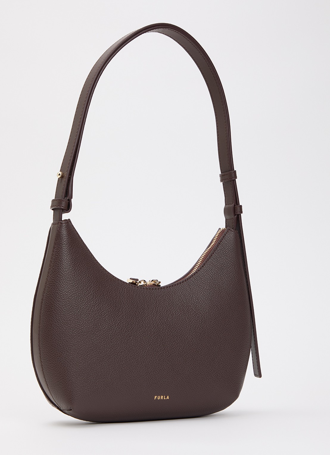 FURLA Goccia S schoudertas van leer  - achterkant 5 chocoladebruin