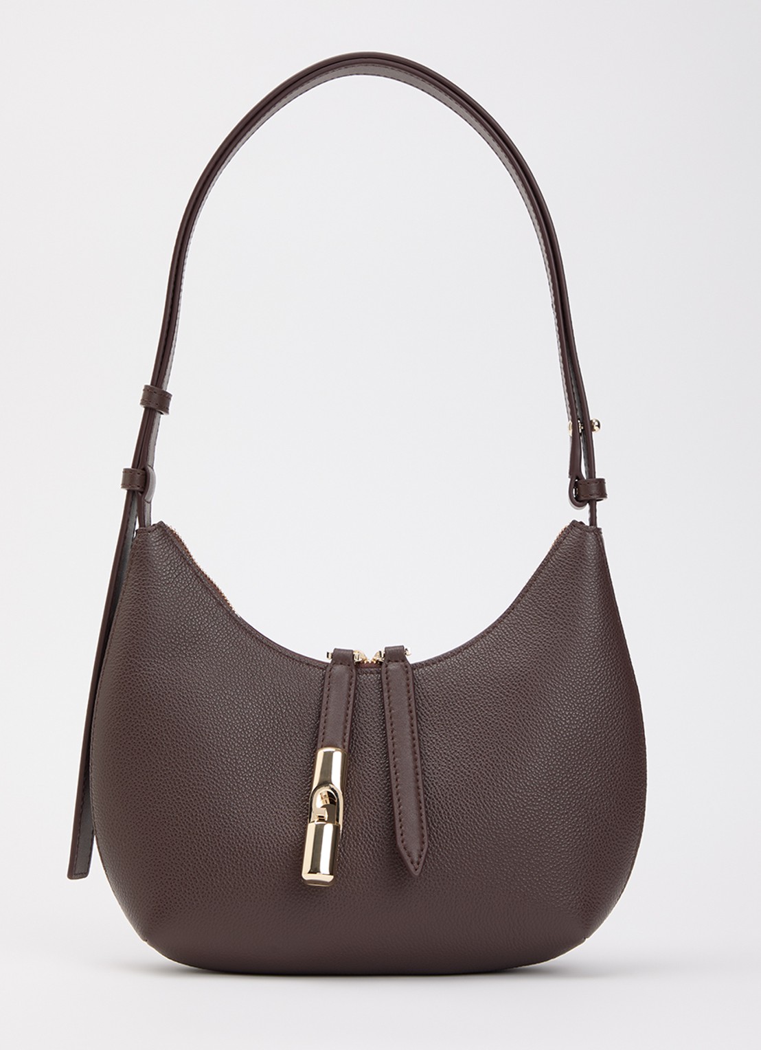 FURLA Goccia S schoudertas van leer  - voorkant 4 chocoladebruin