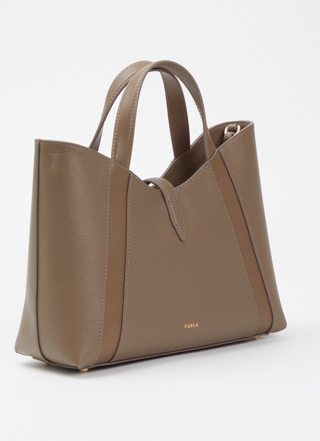 FURLA Goccia S shopper van leer met afneembare schouderriem - achterkant 5 taupe