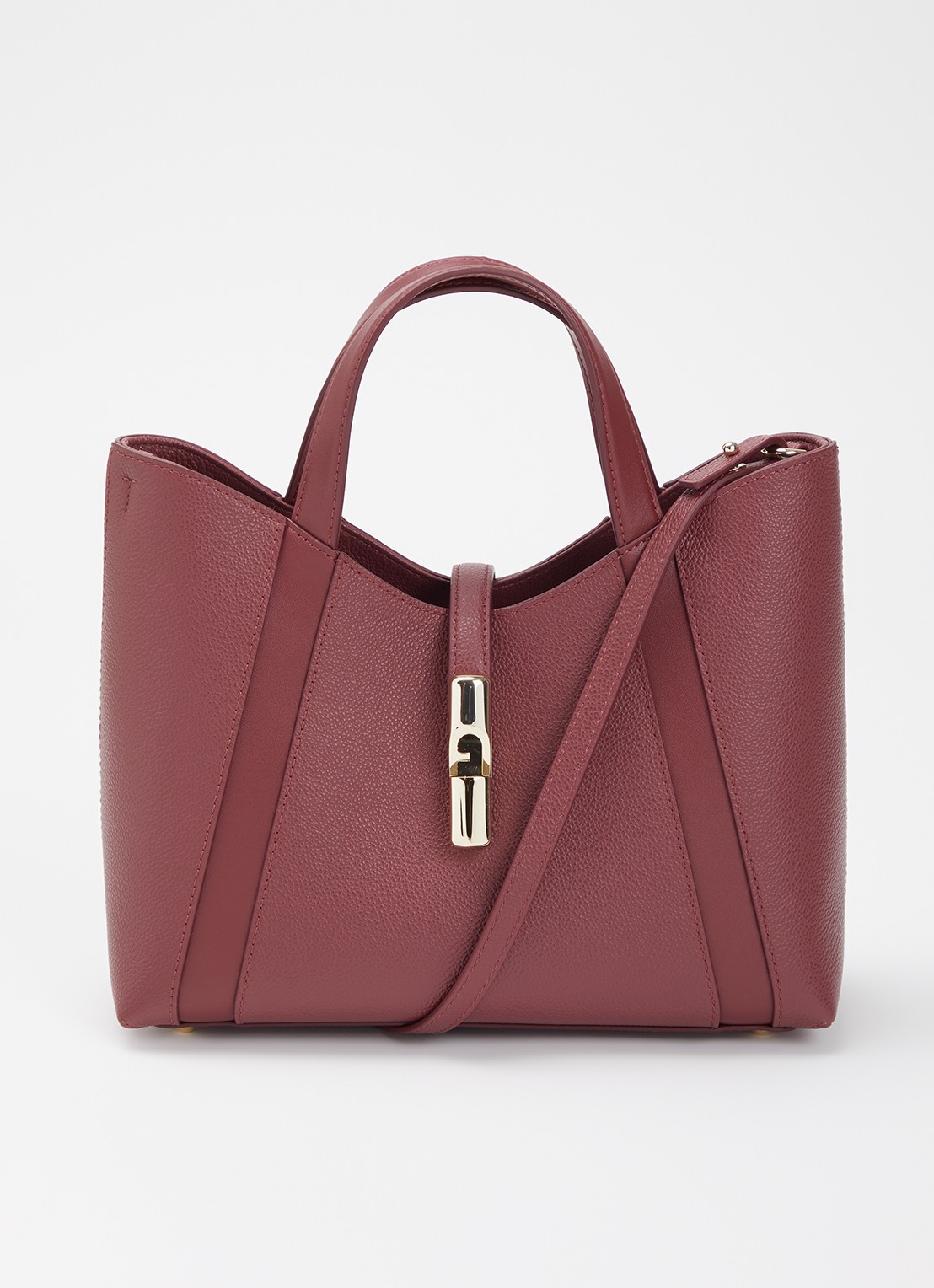 FURLA Goccia S shopper van leer met afneembare schouderriem - voorkant 2 rood