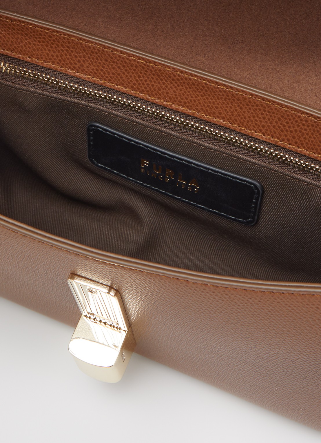 FURLA Iride S crossbodytas van leer met afneembare schouderriem - detail 2 cognac