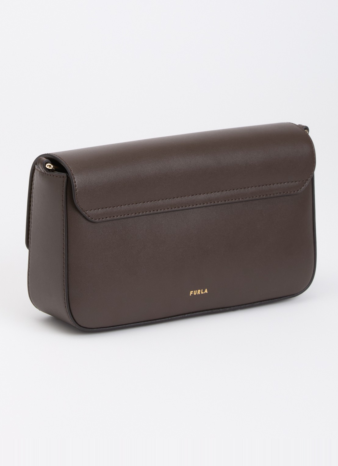 FURLA Iride S crossbodytas van leer - achterkant 4 chocoladebruin