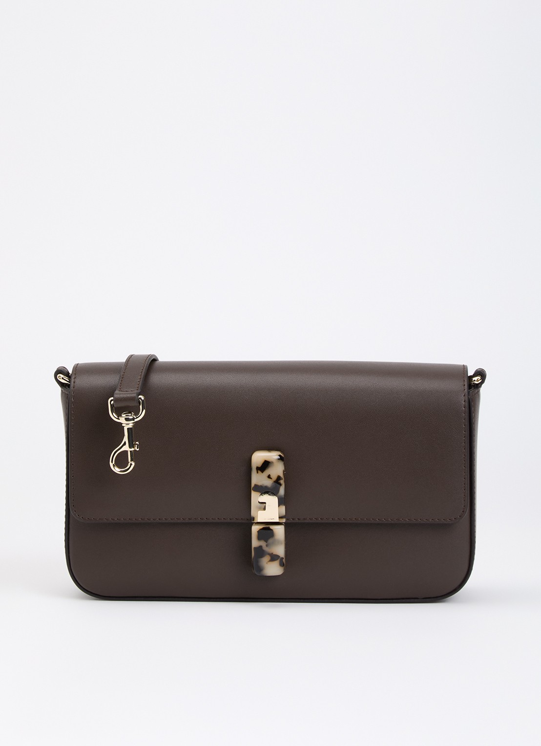 FURLA Iride S crossbodytas van leer - voorkant 5 chocoladebruin