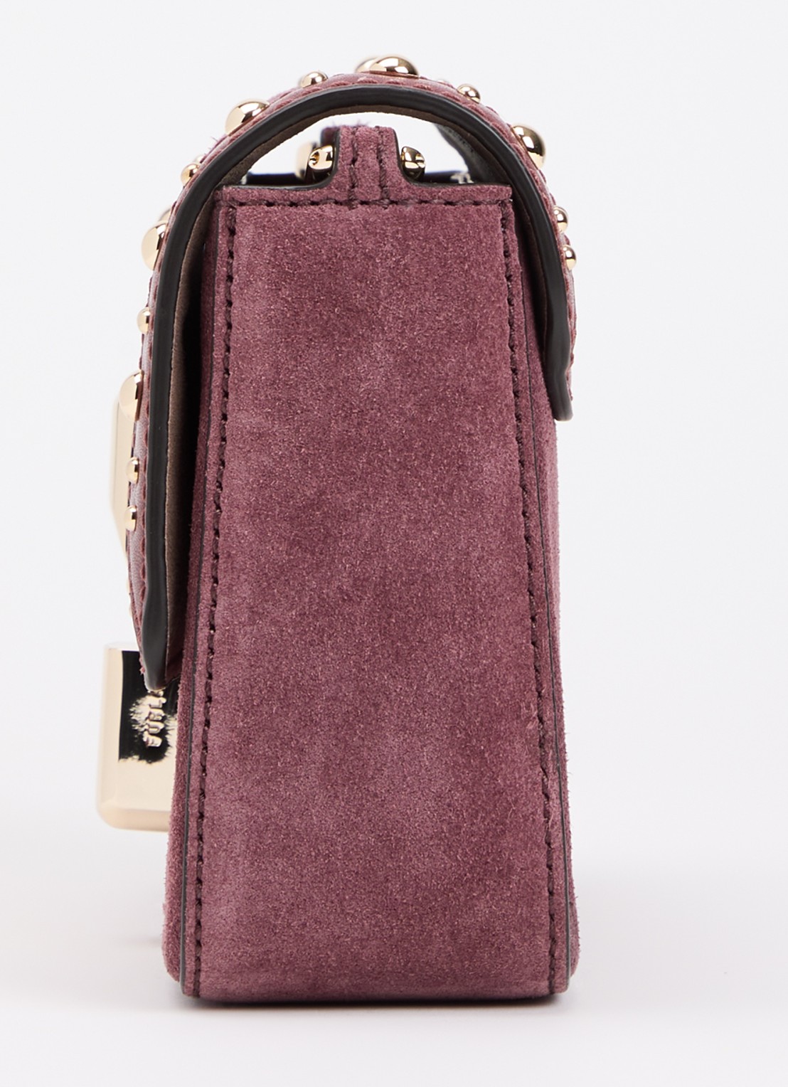 FURLA Iride S crossbodytas van suède met studs en afneembare schouderriem - detail 2 cranberryrood