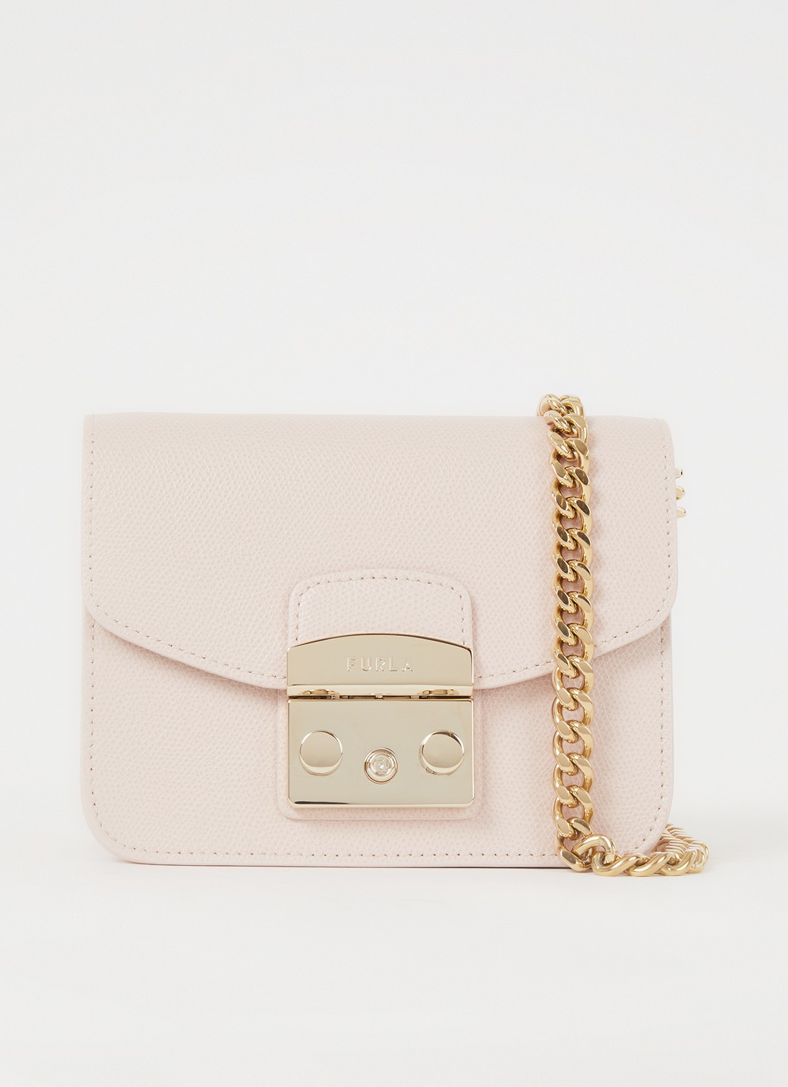 FURLA Metropolis Mini crossbodytas van kalfsleer - voorkant 3 lichtroze