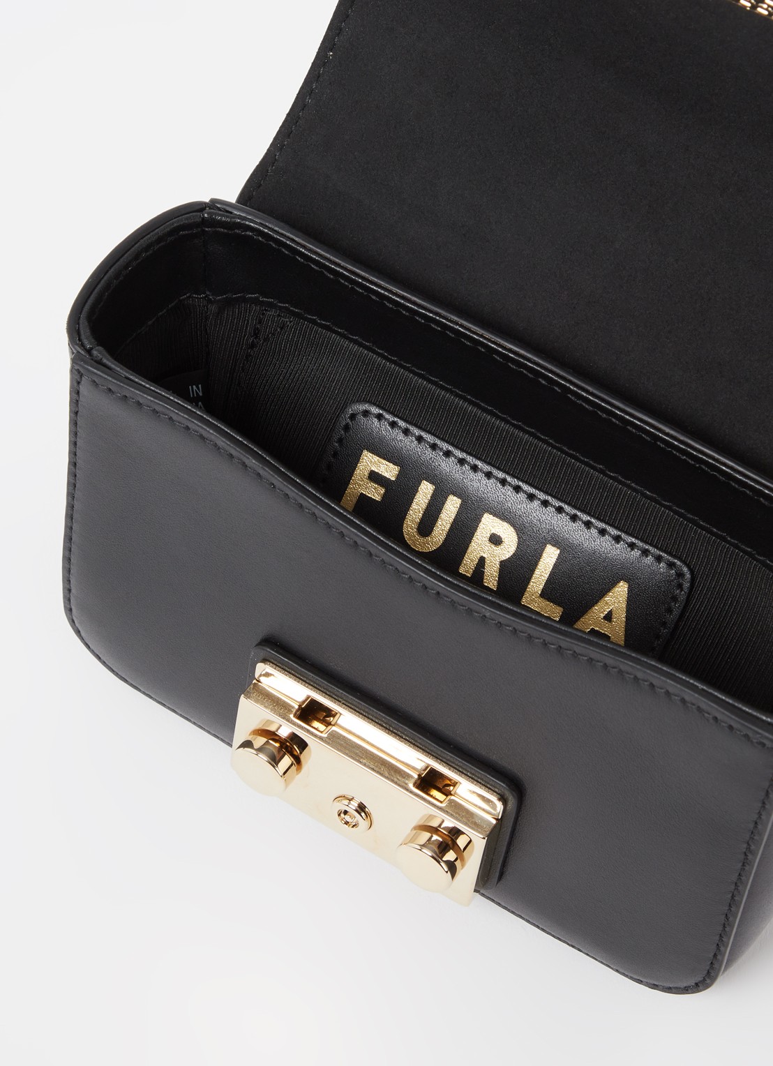 FURLA Metropolis Mini crossbodytas van leer - detail 2 zwart