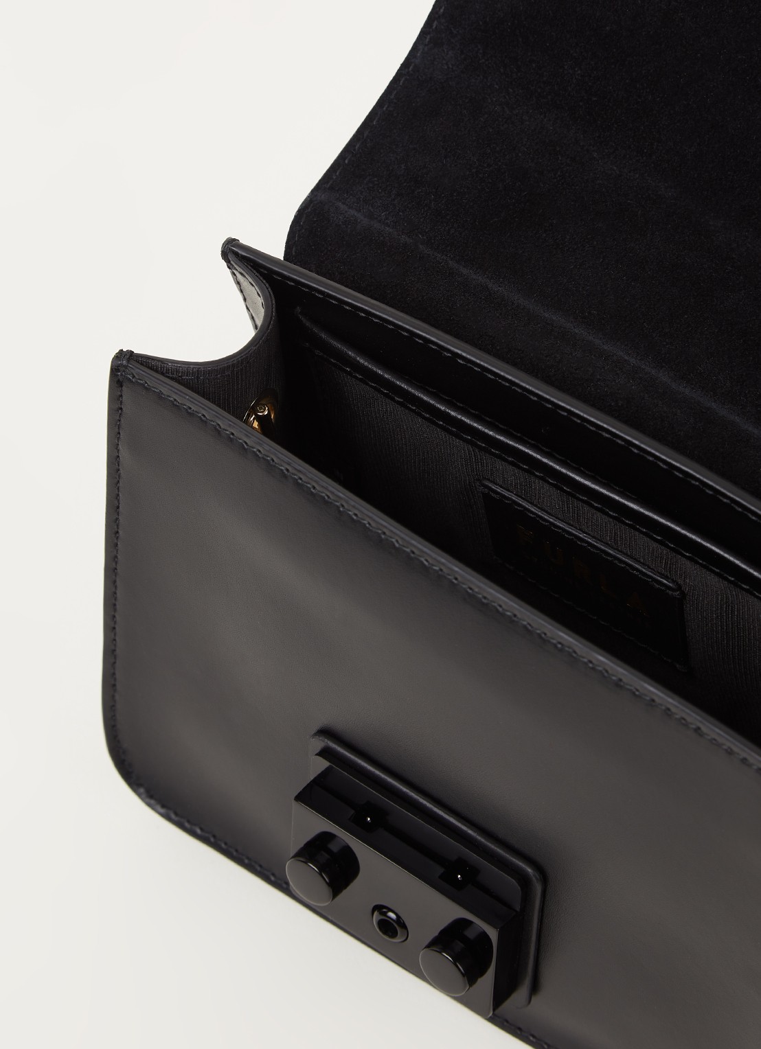 FURLA Metropolis Mini crossbodytas van leer - detail 2 zwart