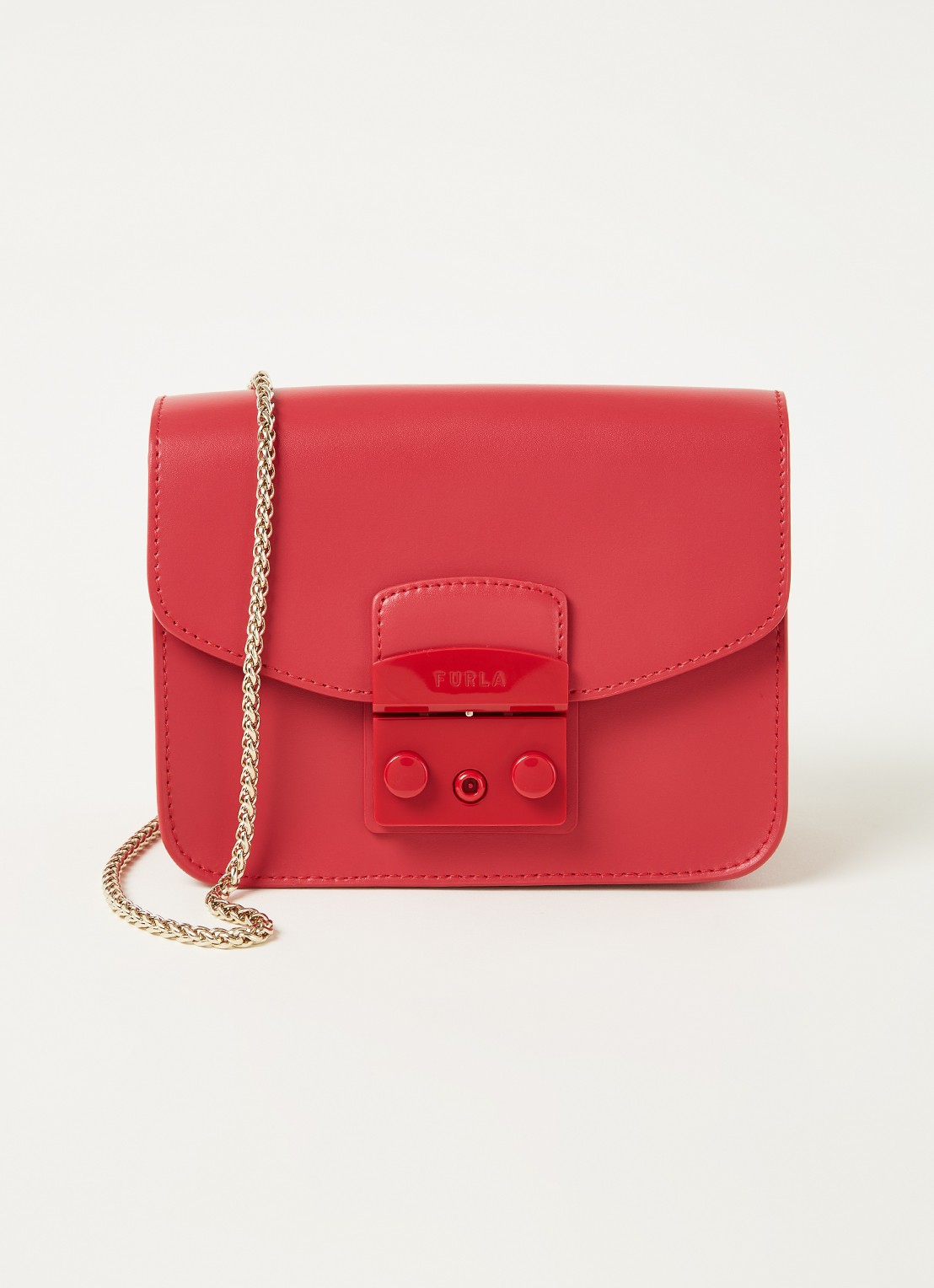 FURLA Metropolis Mini crossbodytas van leer - voorkant rood