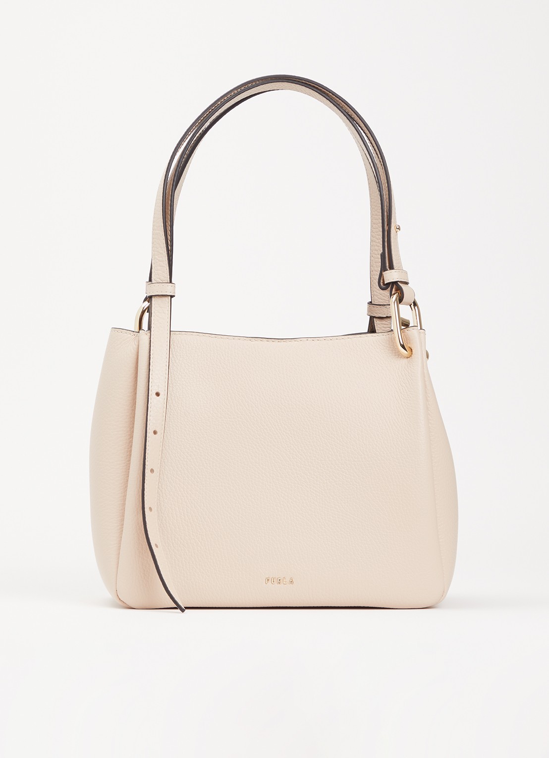 FURLA Nuvola M schoudertas van leer met verstelbare schouderriem - voorkant 5 creme