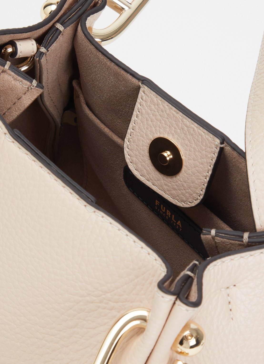 FURLA Nuvola Mini handtas van leer - detail 2 beige
