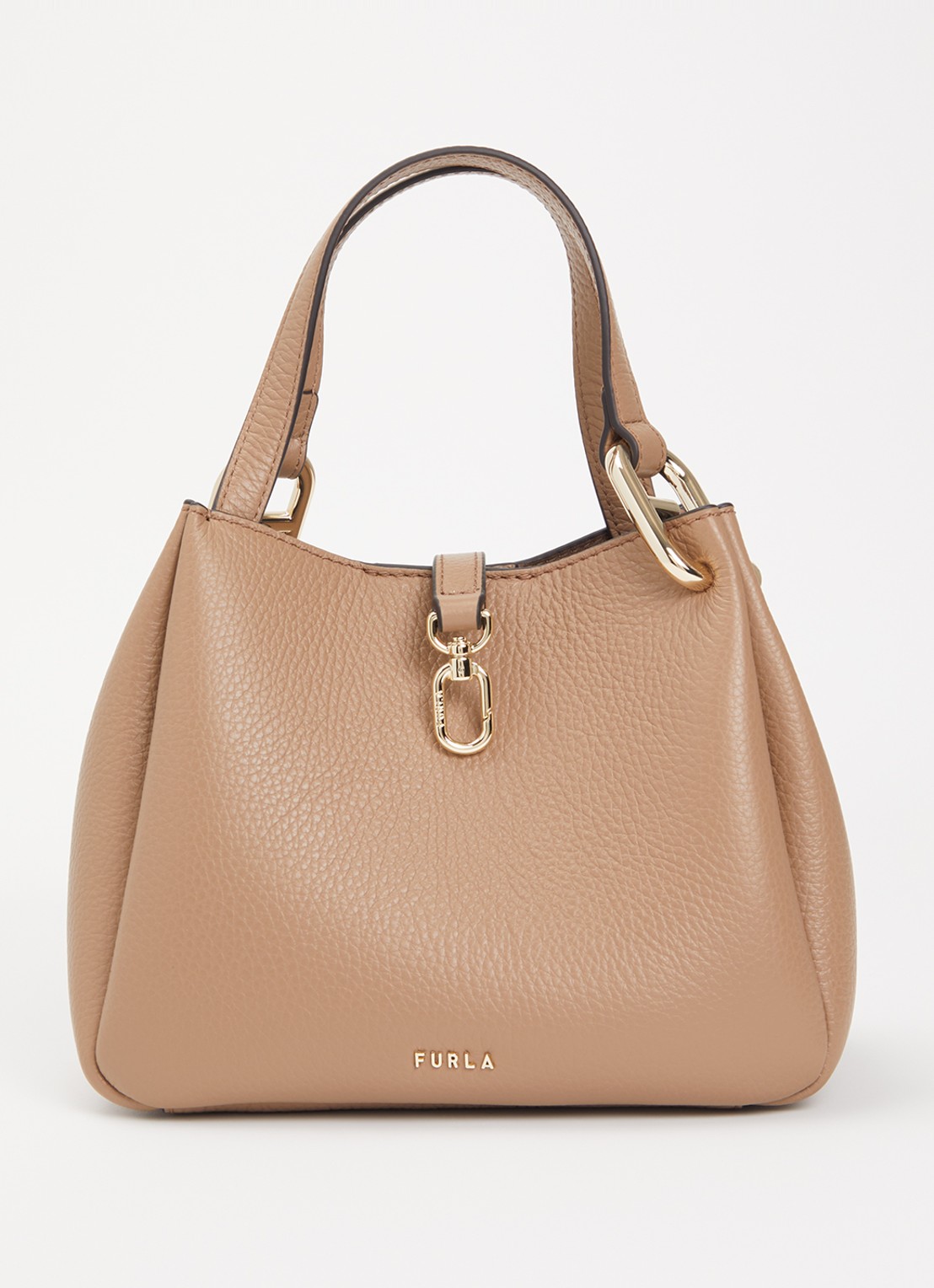 FURLA Nuvola Mini handtas van leer - voorkant 4 donkerbeige