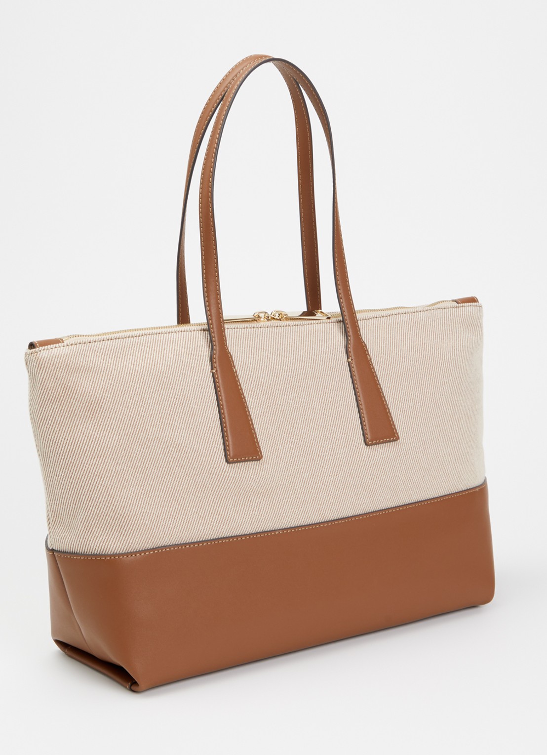 FURLA Olivia L schoudertas met details van leer - achterkant cognac