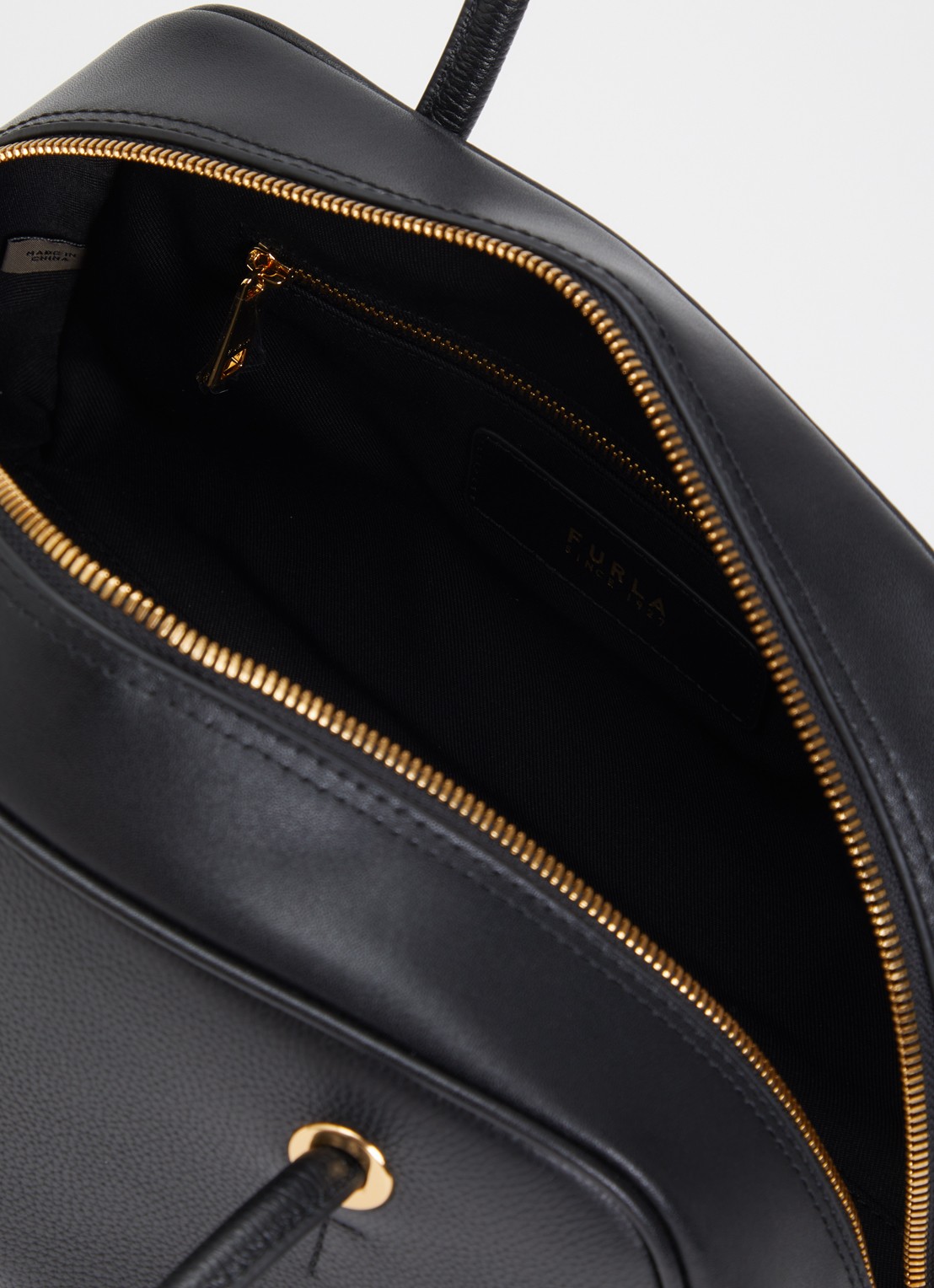 FURLA Poppy M schoudertas van leer  - detail zwart