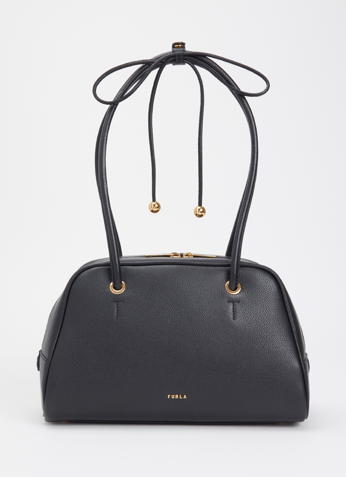 FURLA Poppy M schoudertas van leer  - voorkant 5 zwart