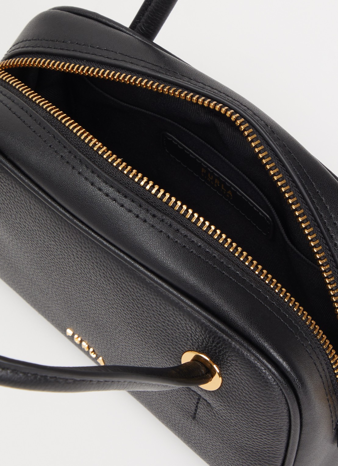 FURLA Poppy Mini handtas van leer - detail 2 zwart