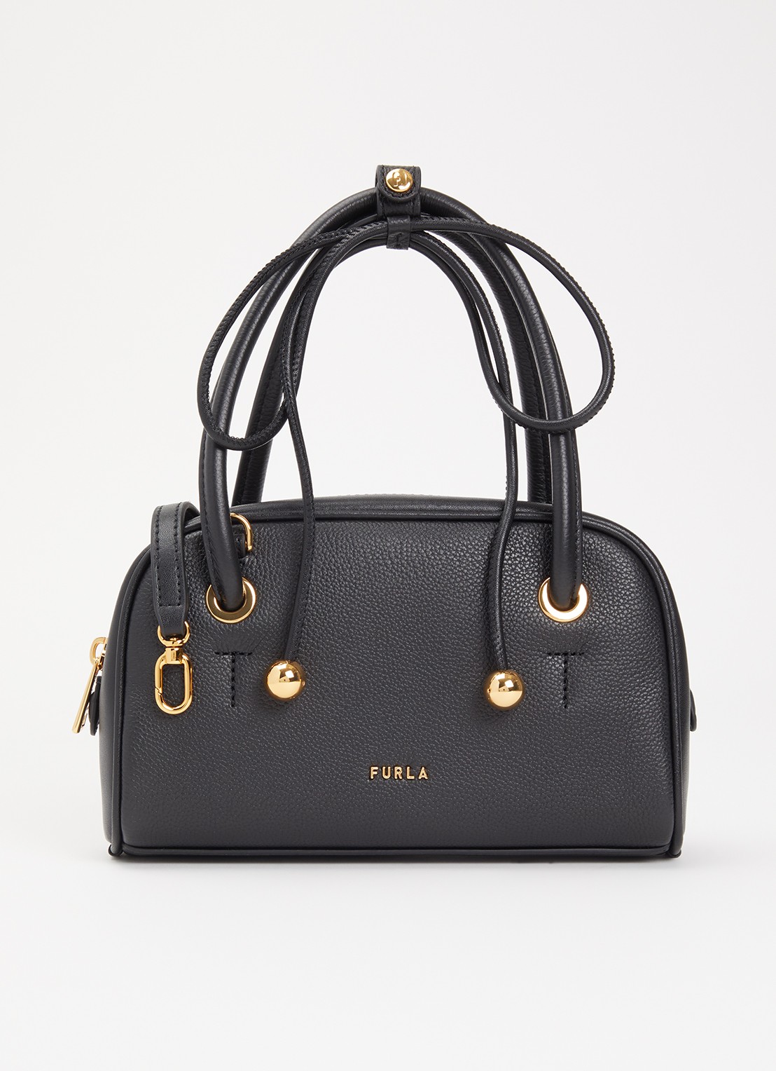 FURLA Poppy Mini handtas van leer - voorkant 5 zwart