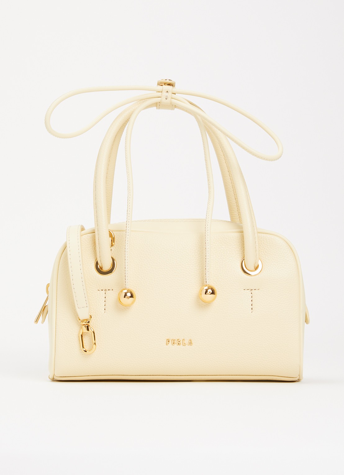 FURLA Poppy Mini handtas van leer - voorkant lichtgeel