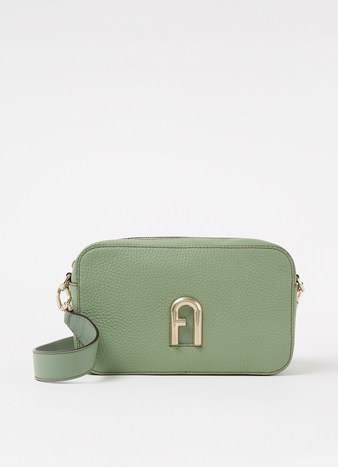 FURLA Primula S crossbodytas van leer - voorkant 3 groen