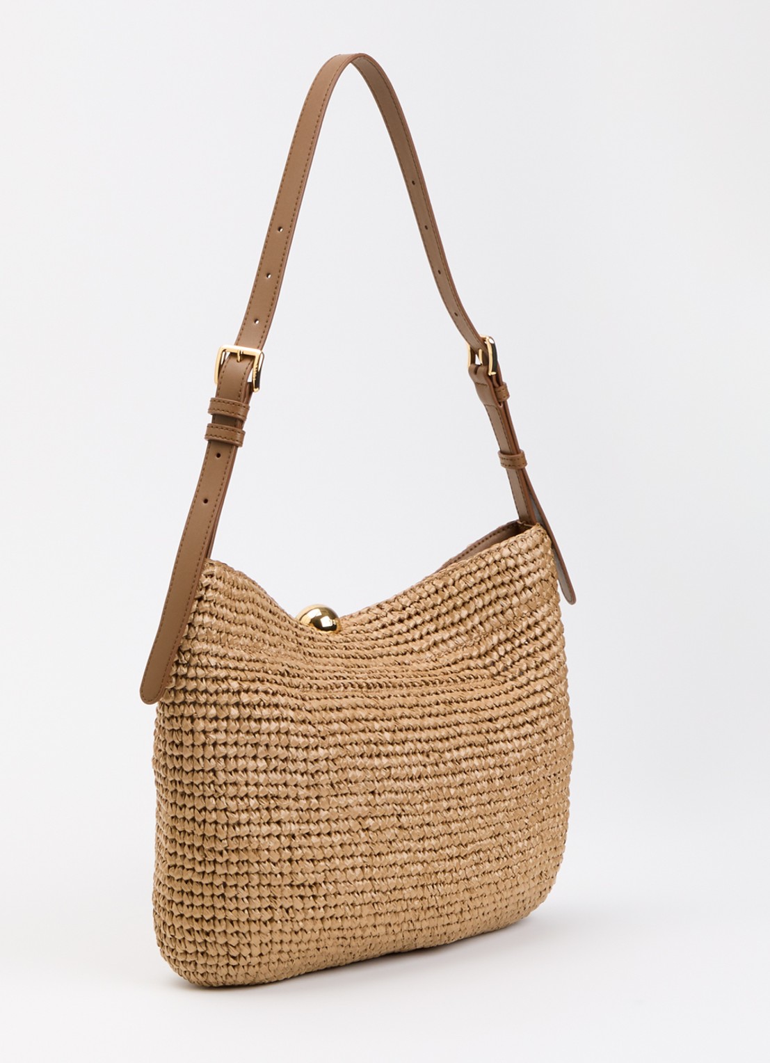 FURLA Sfera L schoudertas met gevlochten details en verstelbare schouderriem - achterkant 2 donkerbeige