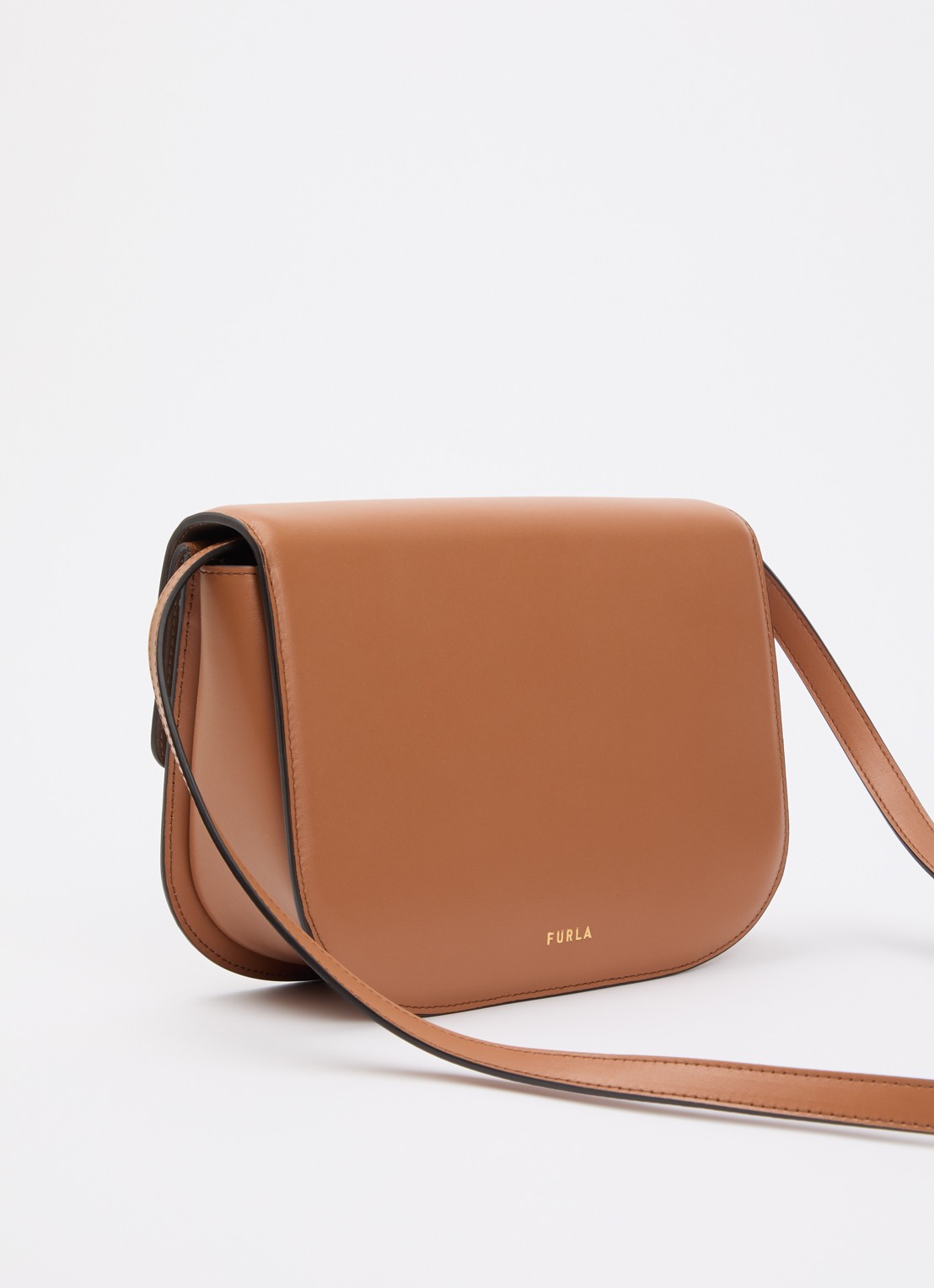 FURLA Sfera S crossbodytas van leer - achterkant cognac