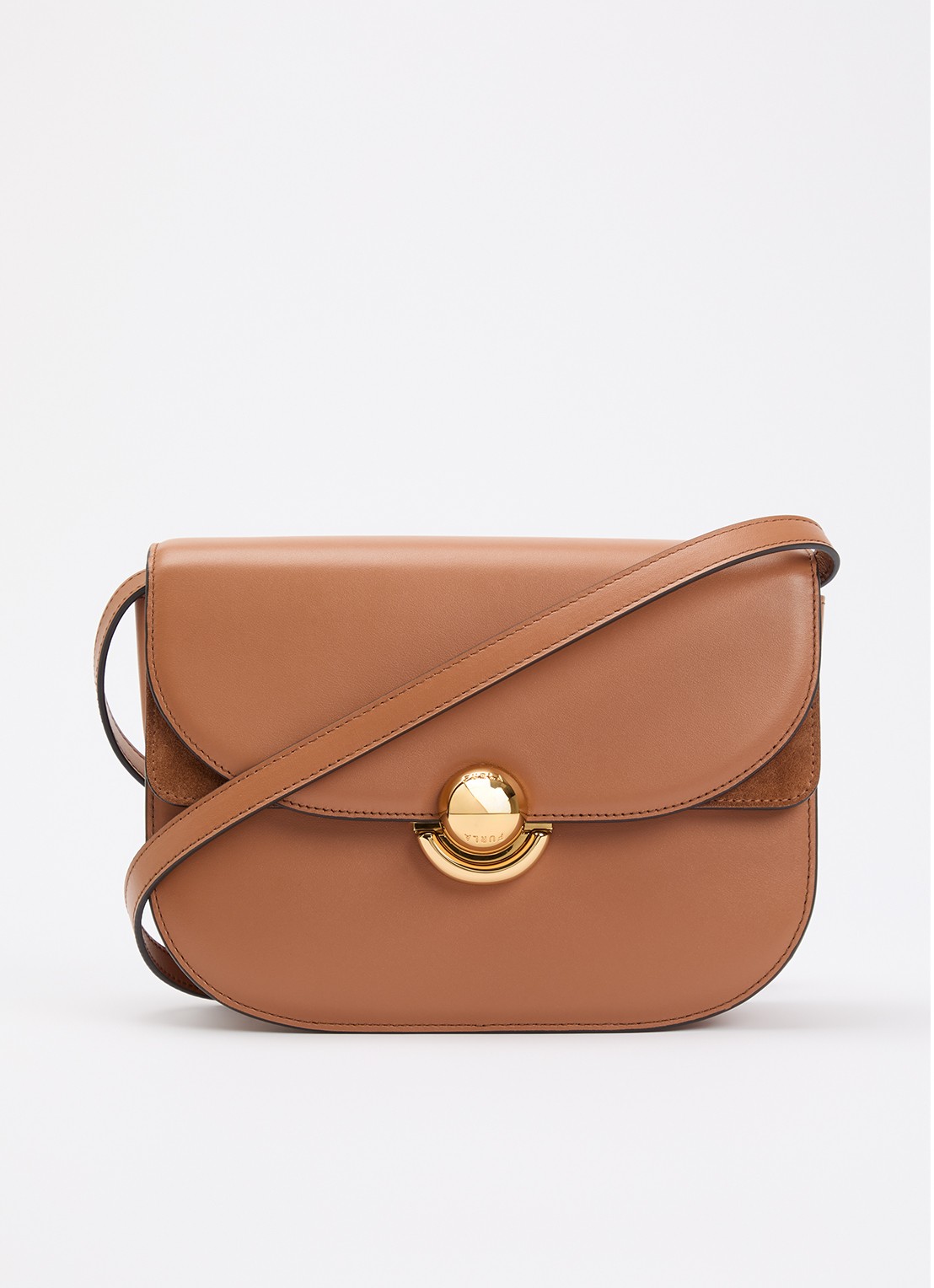 FURLA Sfera S crossbodytas van leer - voorkant 5 cognac