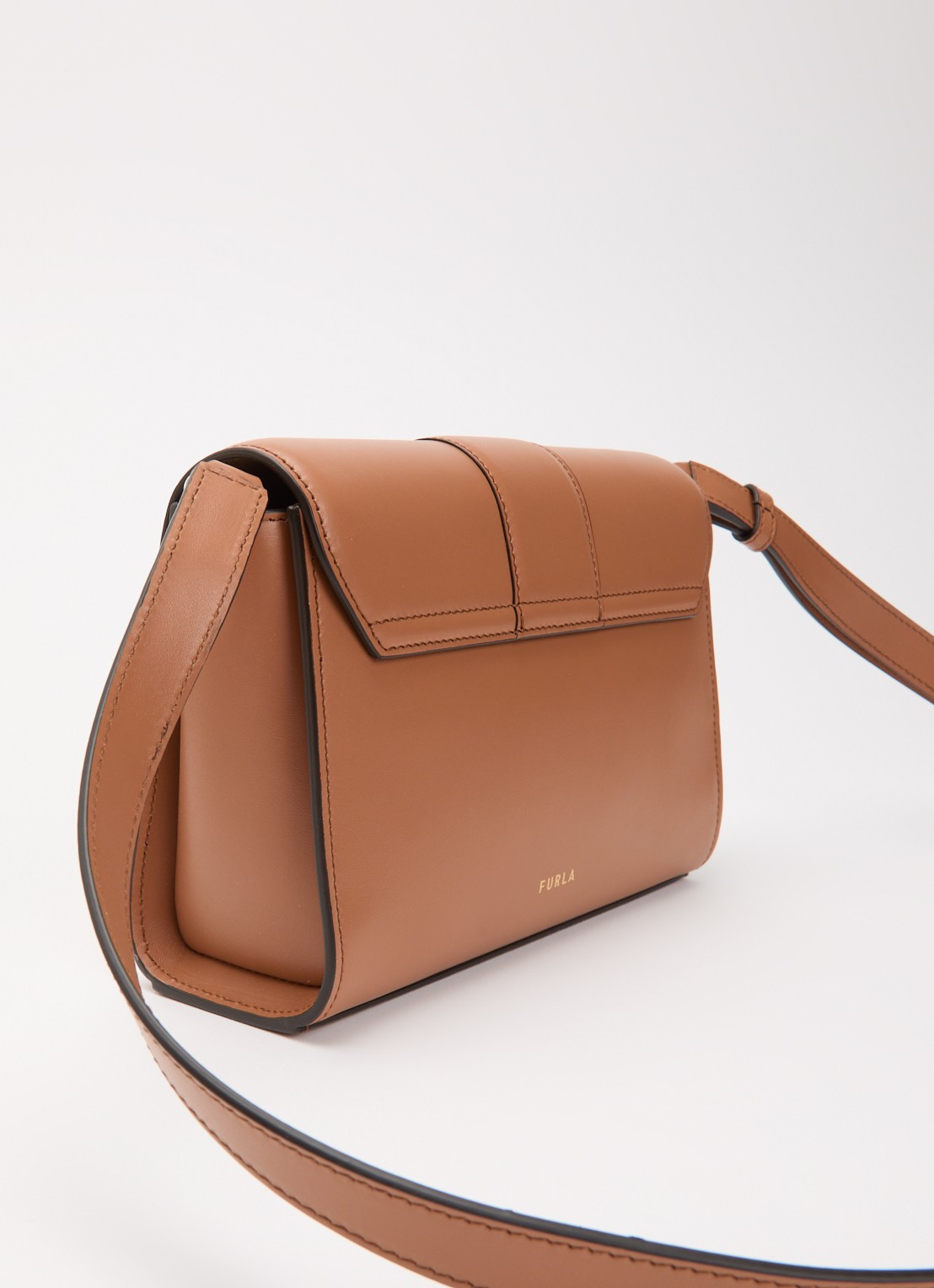 FURLA Urban S crossbodytas van leer met verstelbare schouderriem - achterkant roestbruin