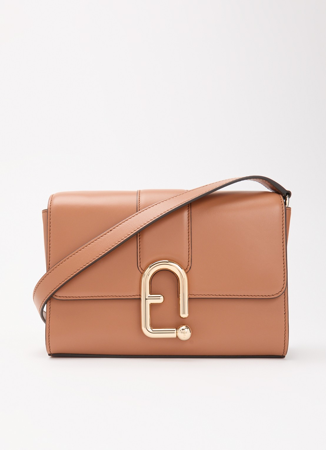 FURLA Urban S crossbodytas van leer met verstelbare schouderriem - voorkant 5 roestbruin