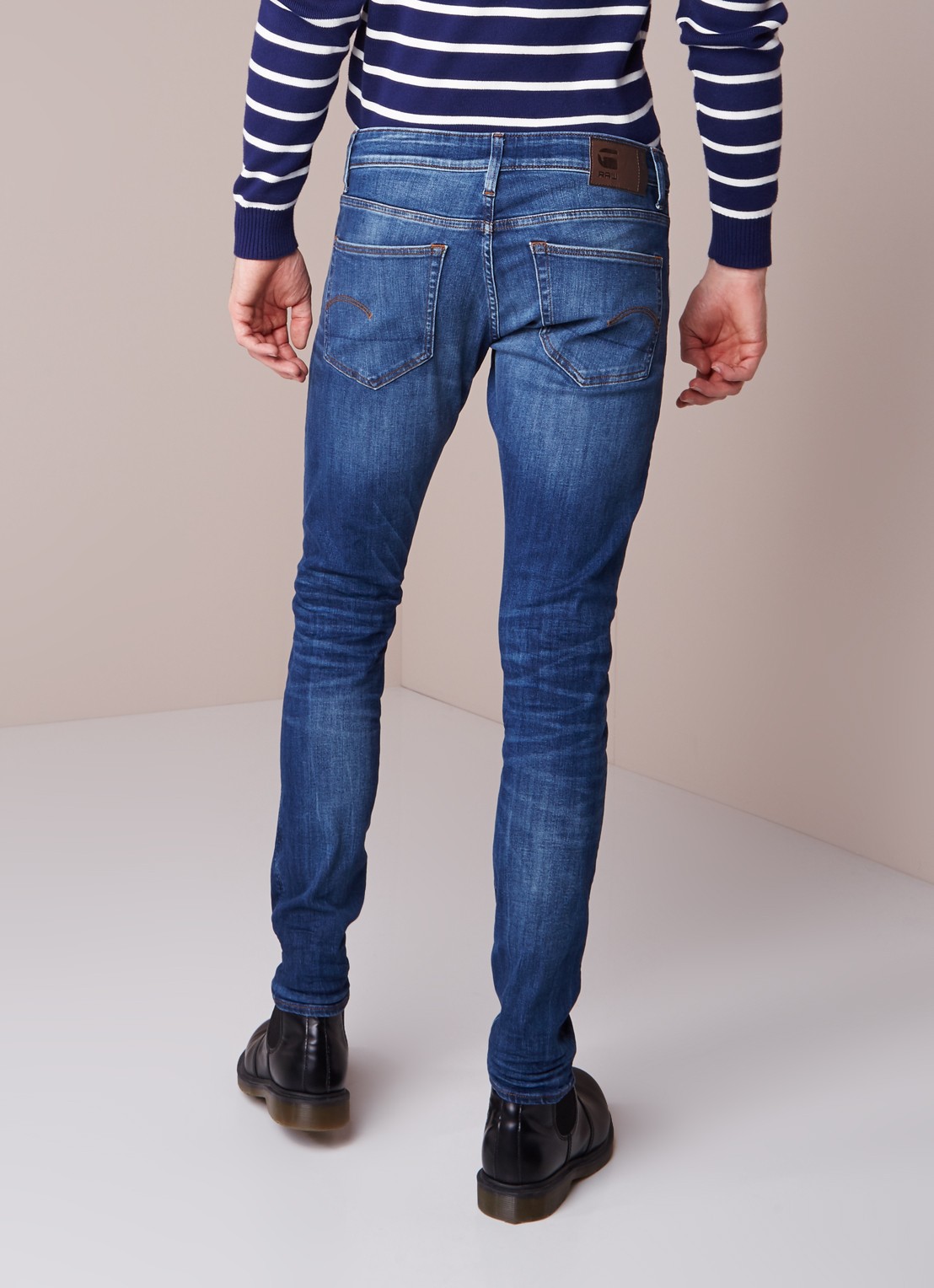 G-Star RAW 3301 Deconstructed mid rise super slim fit jeans - achterkant indigo