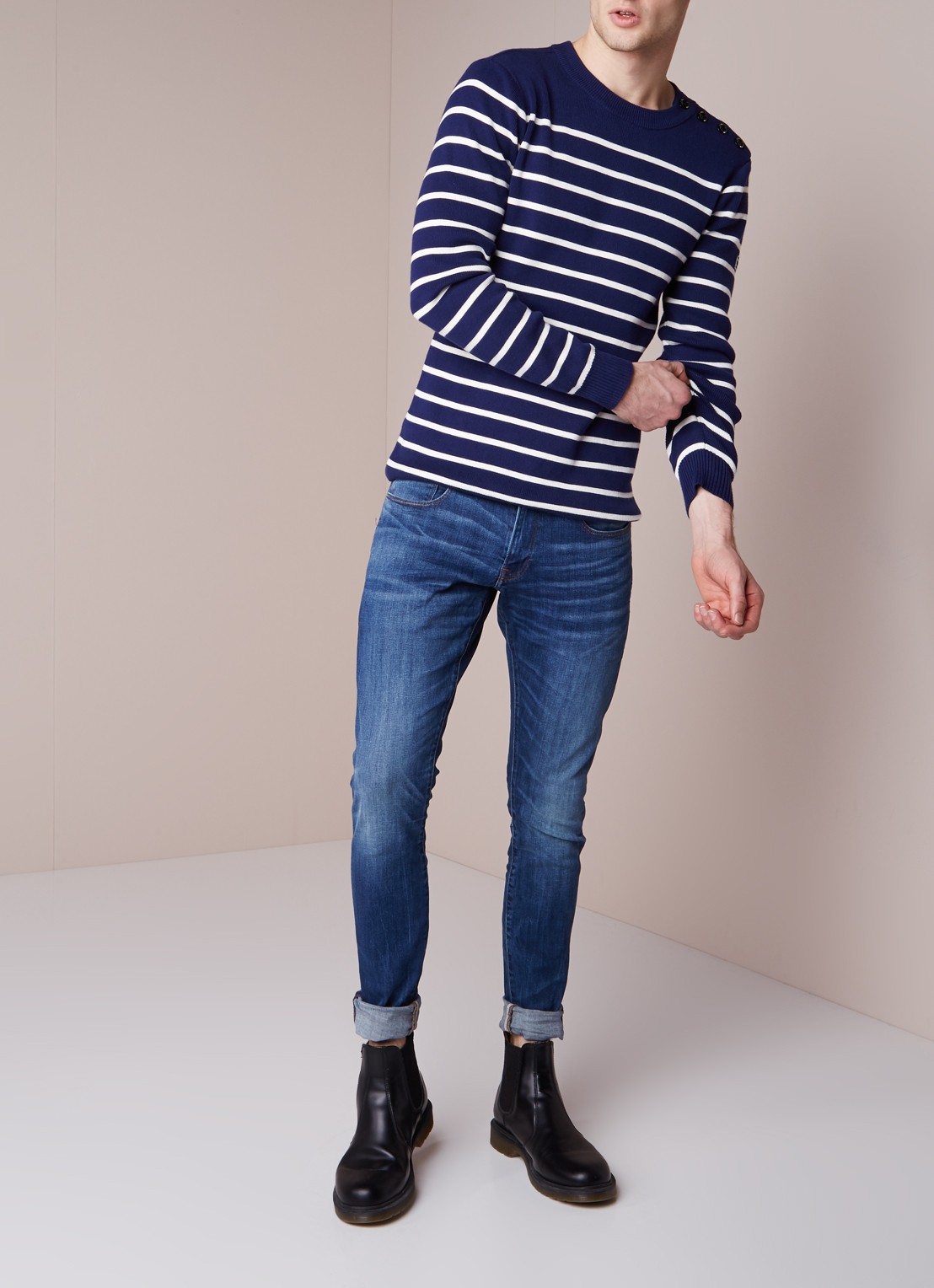 G-Star RAW 3301 Deconstructed mid rise super slim fit jeans - voorkant 5 indigo