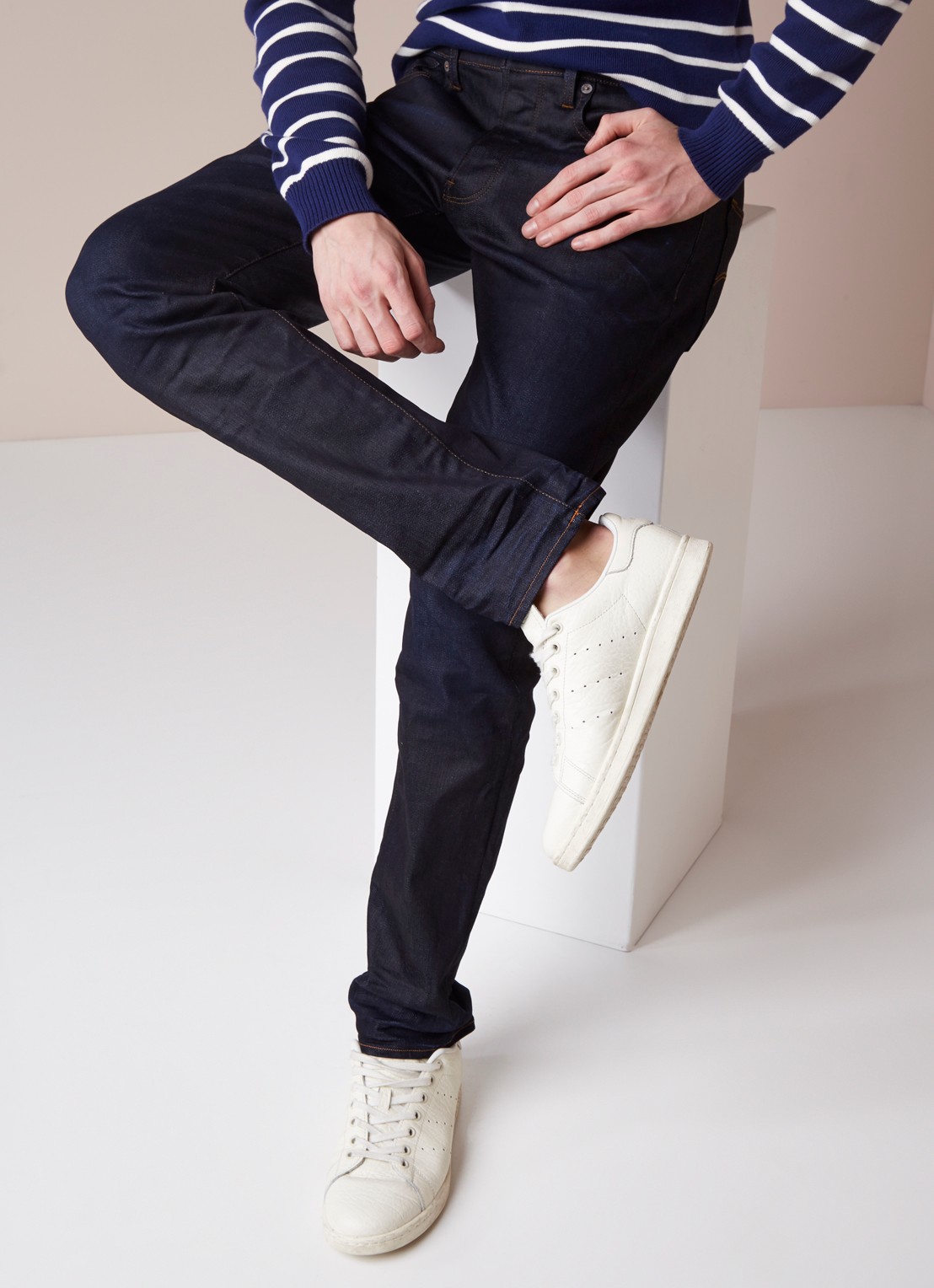 G-Star RAW 3301 High rise slim fit jeans met stretch - detail indigo