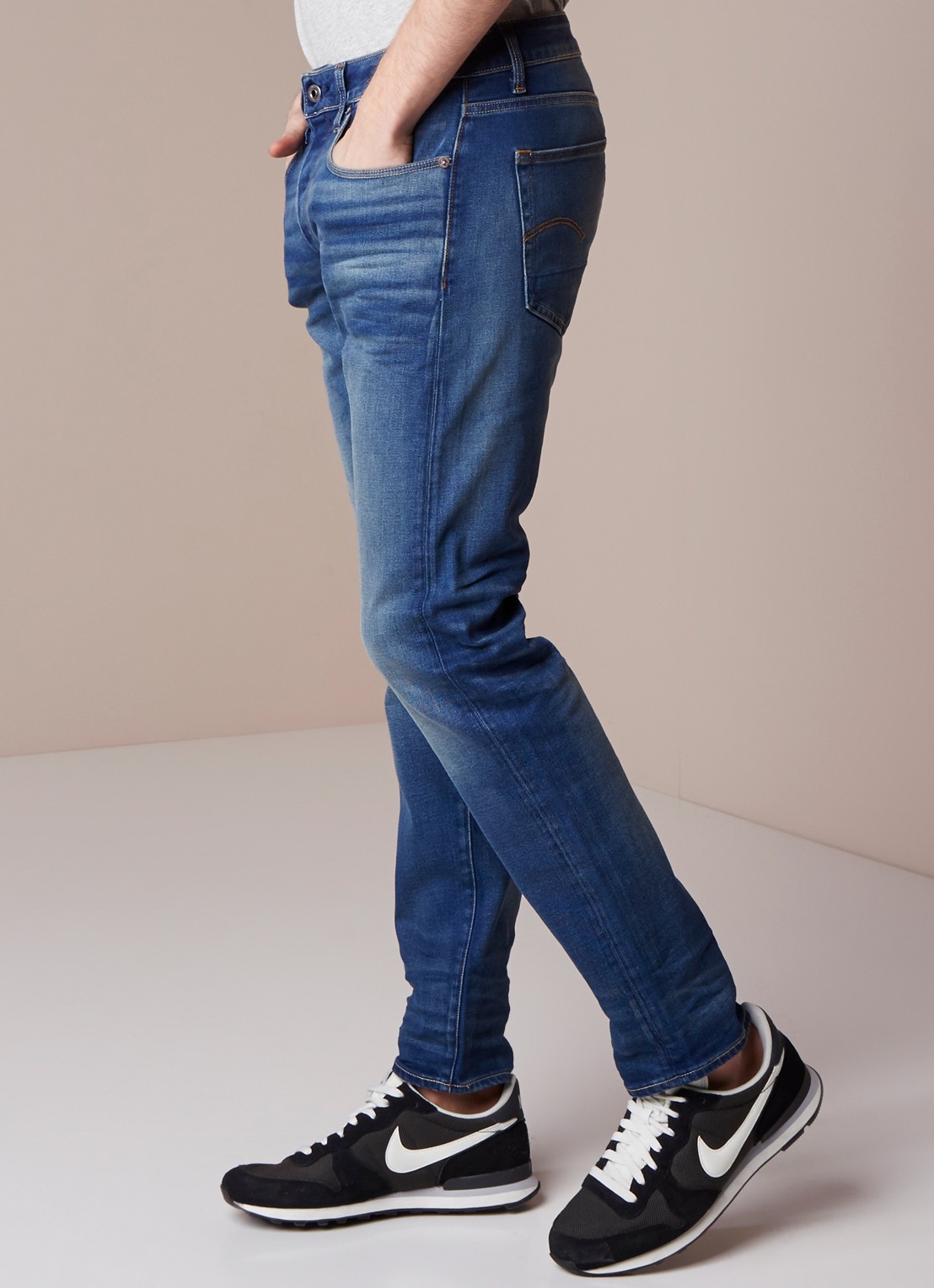 G-Star RAW 3301 Mid rise slim fit jeans met stretch - detail 5 indigo
