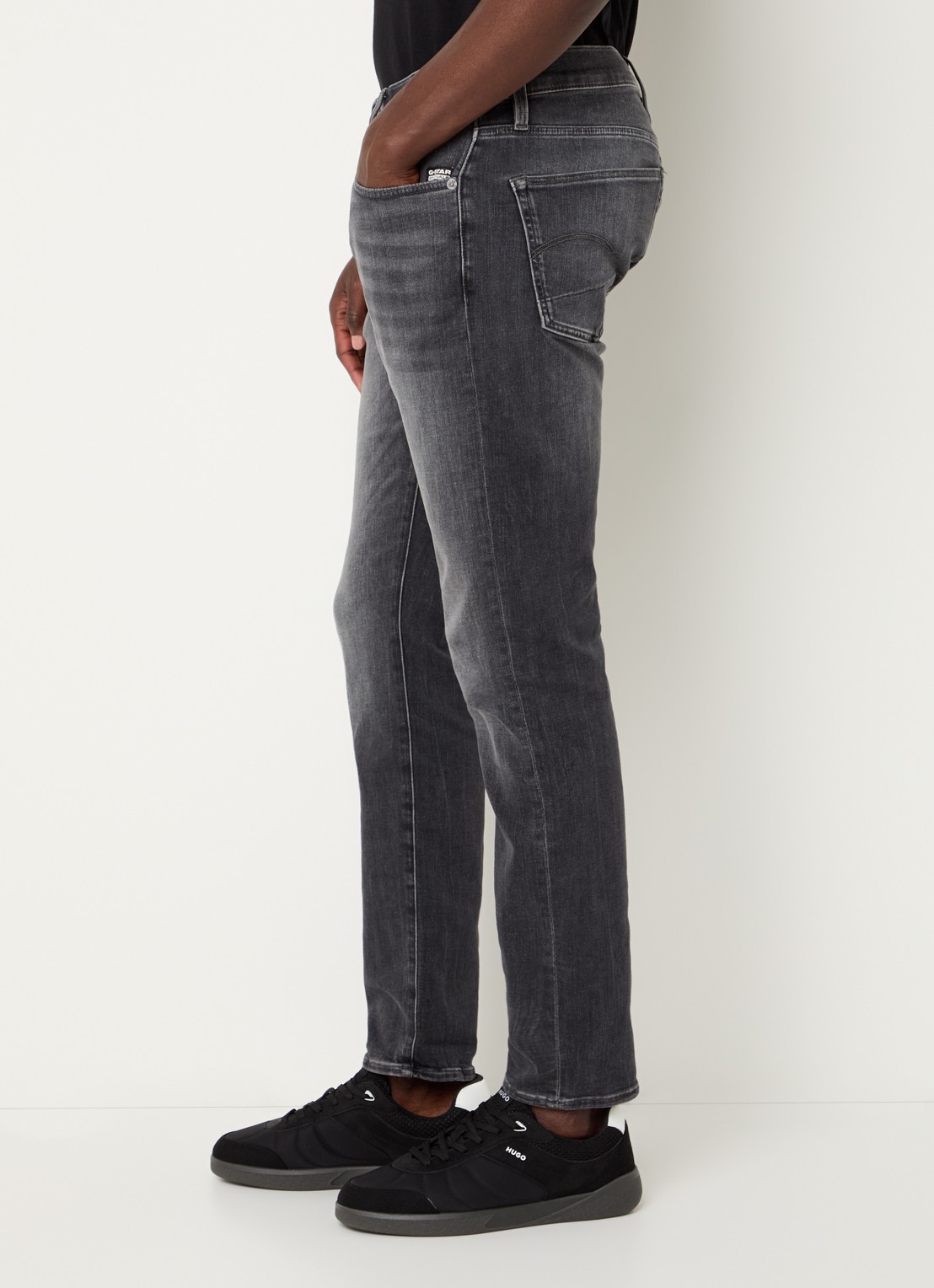 G-Star RAW 3301 slim fit jeans in  katoenblend met gekleurde wassing - detail 4 zwart