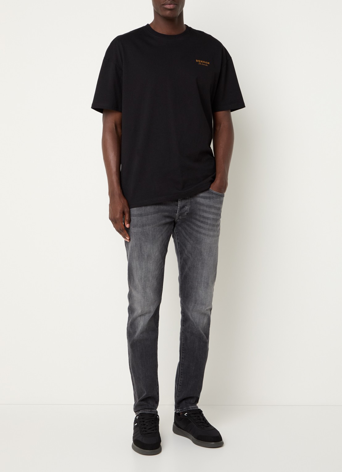 G-Star RAW 3301 slim fit jeans in  katoenblend met gekleurde wassing - voorkant 2 zwart