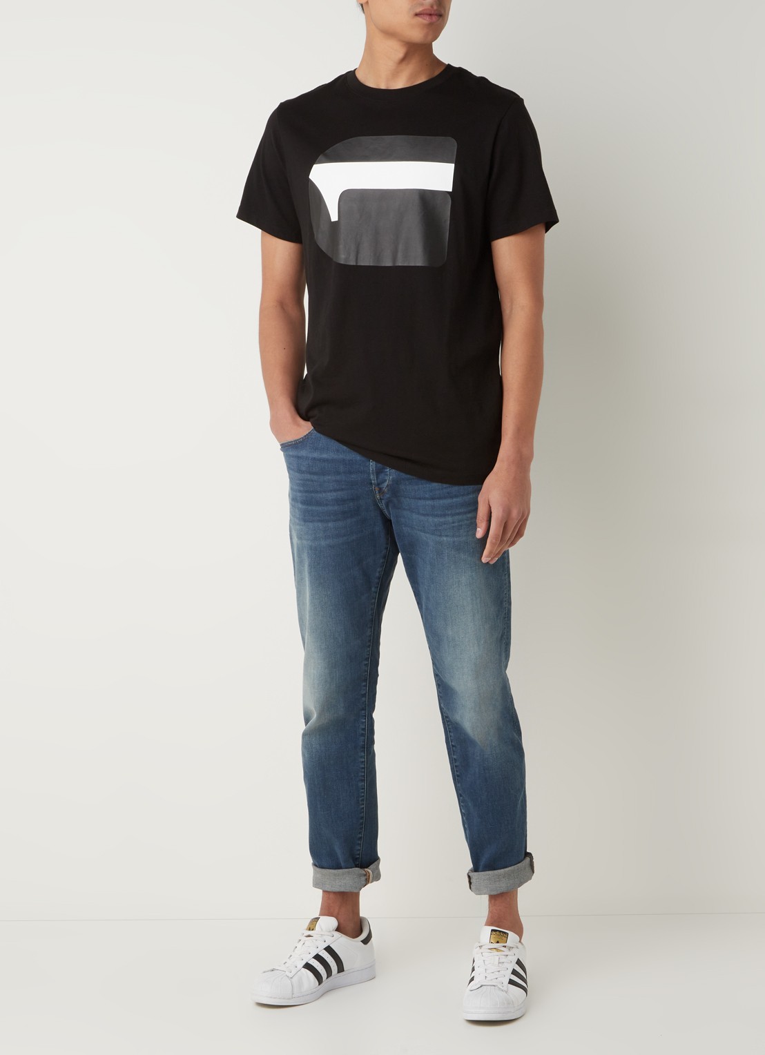 G-Star RAW 3301 slim fit jeans met stretch - voorkant 5 indigo