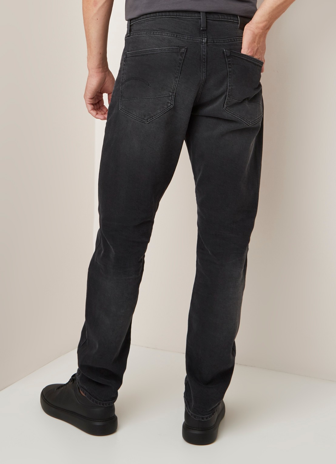 G-Star RAW 3301 Straight fit jeans met stretch - achterkant 5 donkergrijs