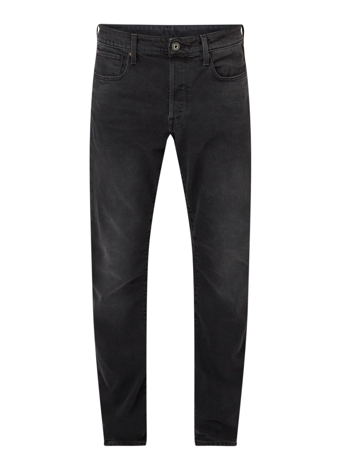 G-Star RAW 3301 Straight fit jeans met stretch - voorkant donkergrijs